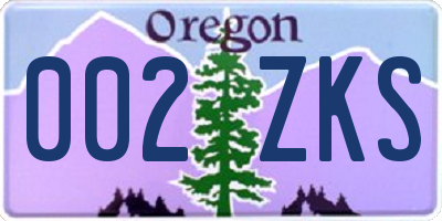 OR license plate 002ZKS
