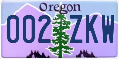 OR license plate 002ZKW