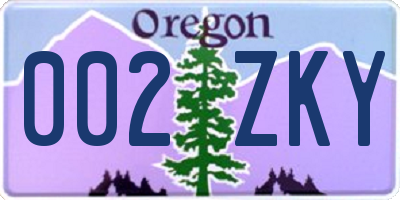 OR license plate 002ZKY