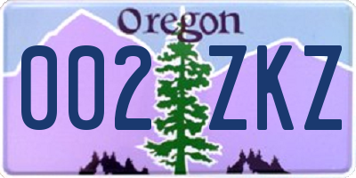 OR license plate 002ZKZ