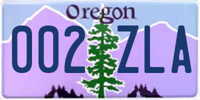 OR license plate 002ZLA