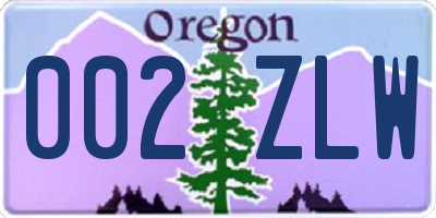 OR license plate 002ZLW