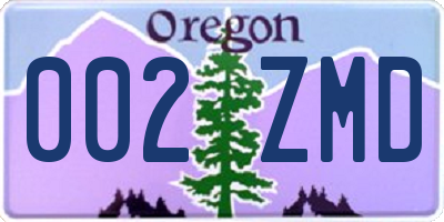 OR license plate 002ZMD