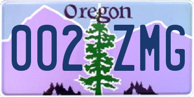 OR license plate 002ZMG