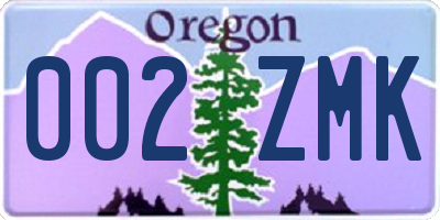 OR license plate 002ZMK
