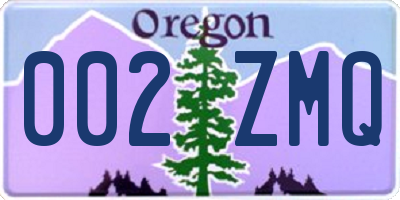 OR license plate 002ZMQ