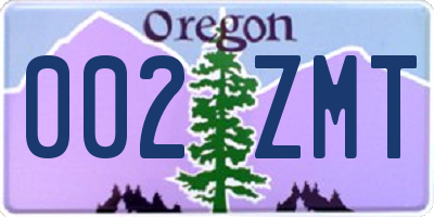 OR license plate 002ZMT
