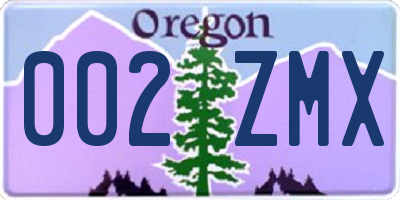 OR license plate 002ZMX