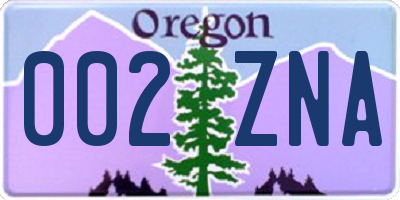 OR license plate 002ZNA