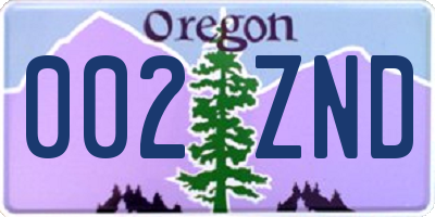 OR license plate 002ZND