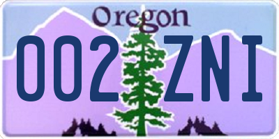 OR license plate 002ZNI