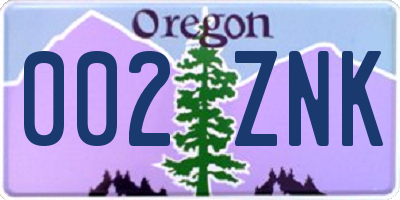 OR license plate 002ZNK