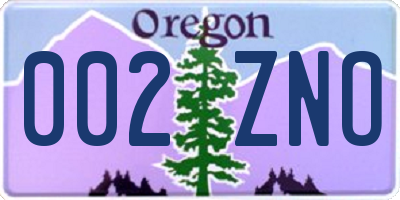 OR license plate 002ZNO