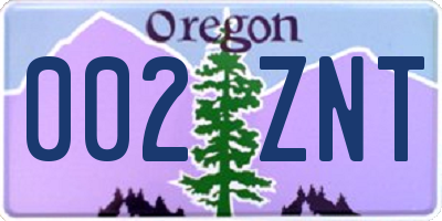 OR license plate 002ZNT