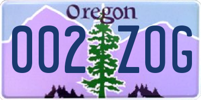 OR license plate 002ZOG