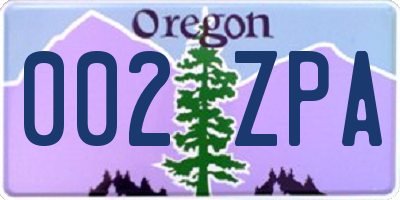 OR license plate 002ZPA