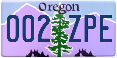 OR license plate 002ZPE