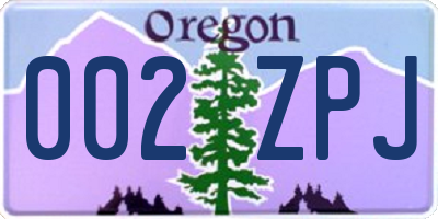 OR license plate 002ZPJ