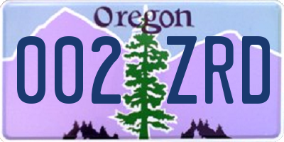 OR license plate 002ZRD