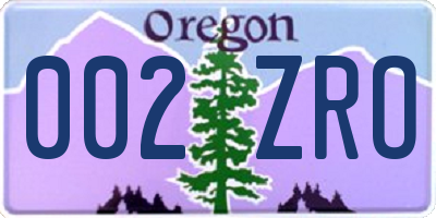 OR license plate 002ZRO