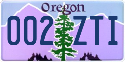 OR license plate 002ZTI