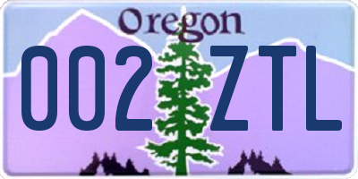 OR license plate 002ZTL