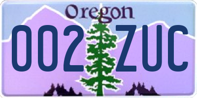 OR license plate 002ZUC