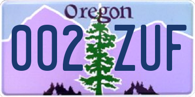 OR license plate 002ZUF