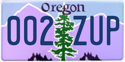 OR license plate 002ZUP