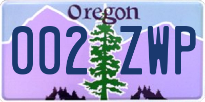 OR license plate 002ZWP