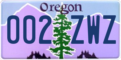 OR license plate 002ZWZ