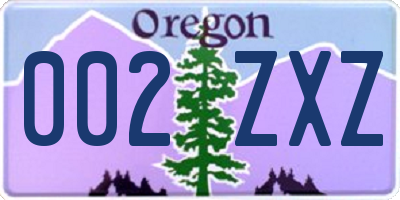 OR license plate 002ZXZ