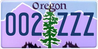 OR license plate 002ZZZ