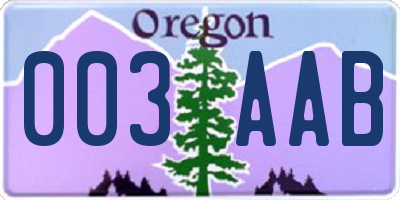 OR license plate 003AAB