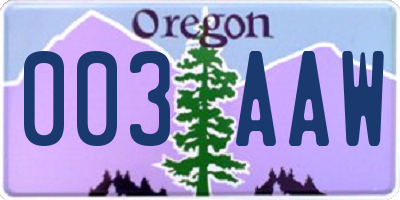 OR license plate 003AAW