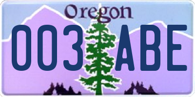 OR license plate 003ABE