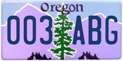 OR license plate 003ABG