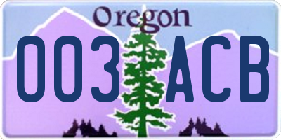 OR license plate 003ACB