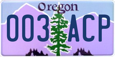 OR license plate 003ACP