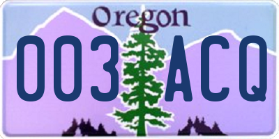 OR license plate 003ACQ