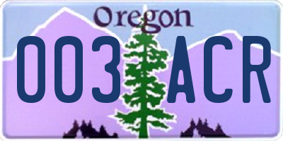 OR license plate 003ACR