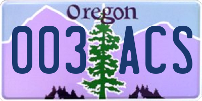 OR license plate 003ACS