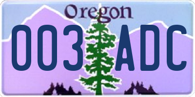 OR license plate 003ADC