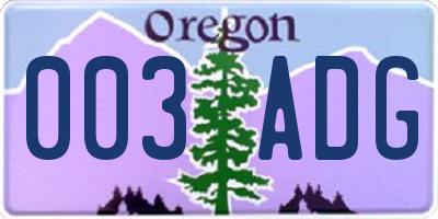 OR license plate 003ADG