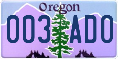OR license plate 003ADO