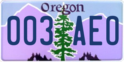 OR license plate 003AEO
