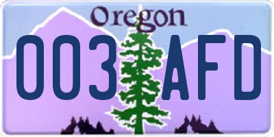 OR license plate 003AFD