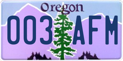 OR license plate 003AFM