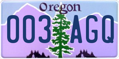 OR license plate 003AGQ