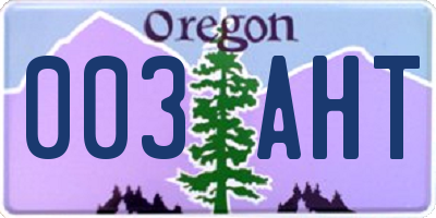 OR license plate 003AHT